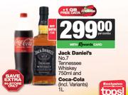 Jack Daniel's No.7 Tennessee Whisky 750ml & Coca Cola 1L-Both For