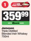 Jameson Triple Distilled Blended Irish Whisky-750ml