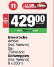 Inverroche Amber Gin 750ml & Schweppes 6 x 200ml-Both For
