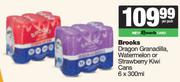 Brooks Dragon Granadilla, Watermelon Or Strawberry Kiwi Cans-6 x 300ml Per Pack