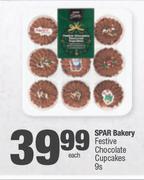 Spar Bakery Festive Chocolate Cupcakes-9's Pack