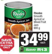 Rhodes Smooth Apricot Or Mixed Fruit Jam-900g Each