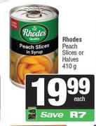 Rhodes Peach Slices Or Halves-410g Each