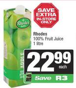 Rhodes 100% Fruit Juice-1L Each