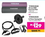 Trojan 10mm NBR Exercise Mat 837614001/2/3 Or Trojan 3-Piece Toning Set 850011343-Each
