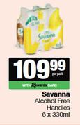 Savanna Alcohol Free Handies-6 x 330ml Per Pack