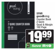 Spar Good Living Counter Book 2 Quire Quad & Margin 192 Page
