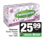 Twinsaver Facial Tissues 3 Ply 120/180s-Each
