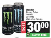 Monster Energy Drink Assorted (Incl. Zero Range)-For Any 2 x 500ml