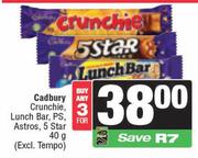 Cadbury Crunchie, Lunch Bar, PS, Astros, 5 Star 40g (Excl. Tempo)-For Any 3