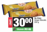De Vries Ginger Biscuits-For Any 2 x 200g