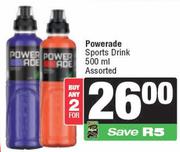 Powerade Sports Drink Assorted-For Any 2 x 500ml