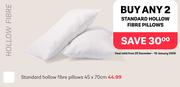 Standard Hollow Fibre Pillows 45 x 70cm-Any 2