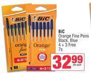 Bic Orange Fine Pens Black, Blue 4 + 3 Free-7s Per Pack