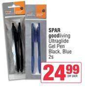 Spar Good Living Ultra Glide Gel Pen Black, Blue-2s Per Pack