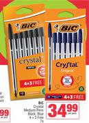 Bic Crystal Medium Pens Black, Blue 4 + 3 Free-7s Per Pack
