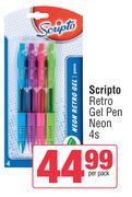 Scripto Retro Gel Pen Neon-4s Per Pack
