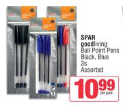 Spar Good Living Ball Point Pens Black, Blue Assorted-3s Per Pack