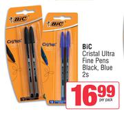Bic Cristal Ultra Fine Pens Black, Blue-2s Per Pack