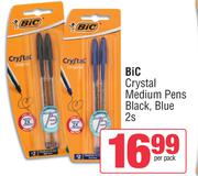 Bic Cristal Medium Pens Black, Blue-2s Per Pack