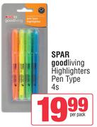 Spar Good Living Highlighters Pen Type-4s Per Pack