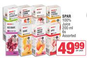 Spar 100% Juice 6s Assorted- 200ml Per Pack