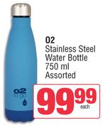 O2 Stainless Steel Water Bottle (750ml) Assorted
