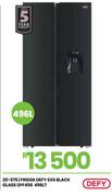 Defy 496L SxS Black Glass Fridge DFF456 20-576