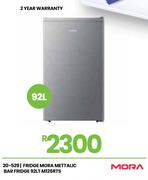 Mora 92L Metallic Bar Fridge M125RTS 20-529