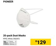 Pioneer 20 Pack Dust Masks White FFP2 (782347)