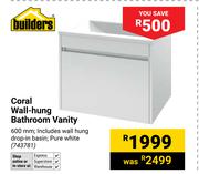 Builders Coral Wall Hung Bathroom Vanity 600mm (743781)