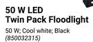 Eurolux 50W Twin Pack Floodlight 850032315-Per Pack