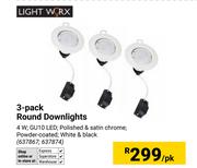 Light Worx 3-Pack Round Downlights (White & Black) 637867/637874-Per Pack
