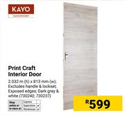 Kayo Print Craft Interior Door (Excludes Handle & Lockset) 2.032m (H) x 813mm (W) 730240/730237