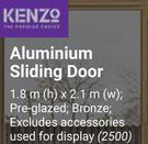 Aluminium Sliding Door (Excludes Accessories For Display) 1.8m (H) x 2.1m (W) 2500