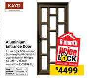 Kayo Aluminium Entrance Door (Bronze Glass/Boarded) 2.1m (H) x 900mm (W) 850010136