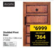 Dortello Studded Pivot Door 2.12m(H) x 1.286m (W) 7134988