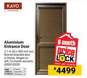 Kayo Aluminium Entrance Door (Bronze Boarded) 2.1m (H) x 900mm (W) 850010320