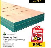 York Timbers Shutterply Pine 2.44m (l) x 1.22m (w) x 18mm (d) 150745