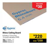 Gyproc Rhino Ceiling Board 6.4mm x 1.2m x 3m (7309)
