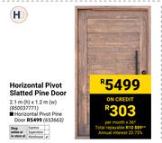 Horizontal Pivot Slatted Pine Door 2.1m(h) X 1.02m(w) 850037771