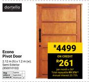 Dortello Econo Pivot Door 2.12m(h) X 1.2m(w) 850010103