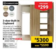 Home & Kitchen 3-Door Built-In Cupboard 1.8m (W) x 2.1m (H) x 500mm (D) 