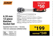 Grip 6.35mm 12 Piece Ratchet Socket Set (850031244)