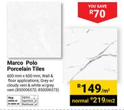 Marco Polo Porcelain Tiles 600mm x 600mm (850006572, 850006573)-Per Sqm