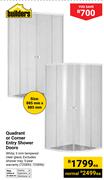 Builders Quadrant Or Corner Entry Shower Doors 885mm x 885mm (725893,725896)