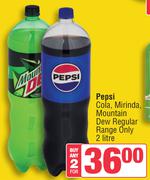 Pepsi Cola, Mirinda, Mountain Dew Regular Range Only-For 2 x 2L