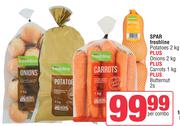 Spar Freshline Potatoes 2Kg+Onions 2Kg+Carrots 1Kg+Butternut 2s-Per Combo