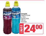 Energade Ready To Drink Or Zero Sports Drink Assorted-For 2 x 500ml