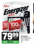 Energizer Max Batteries AA Or AAA-4s